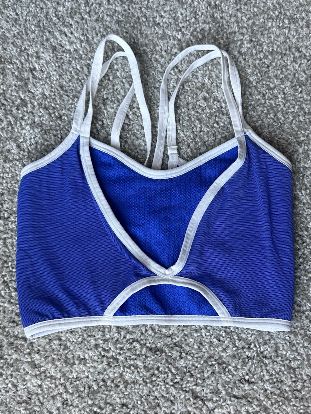 Blue and White Athletic Sports Bra